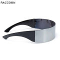 Future Wrap Around Rimless Sunglasses Women Men Weird Siamese Halloween Party Year 2000s Kilo Hacker Y2K Technology Sun Glasses. 