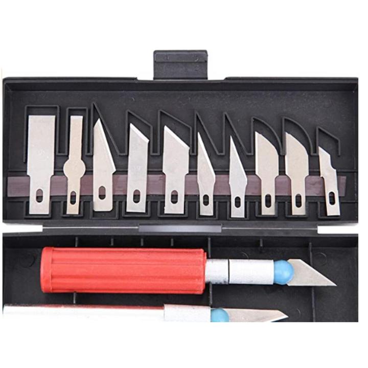 13pc Precision Craft Hobby Utility Knife Set- Sharp Scalpel Razor Knives Tool for Architecture Modeling, Scrapbooking, Felt&Wood&Leather Working- Stencil, Fine Point, Scoring, Chiseling Blades Equipped With a Full Spectrum Of Light-Duty, Medium-Duty, Heav