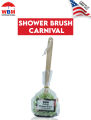 WBM Shower Brush Wooden Handle Bath Ball - Carnival Body Bathing Sponge Loofah. 