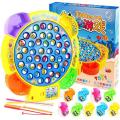 Fishing Game Toy Set with Rotating Board with Music On/Off Switch for Quiet Play, Includes Fishes and Fishing Poles, Safe and Durable Toy for Toddlers and Kids - 15 Pcs / 24 Pcs & 45 Pcs. 