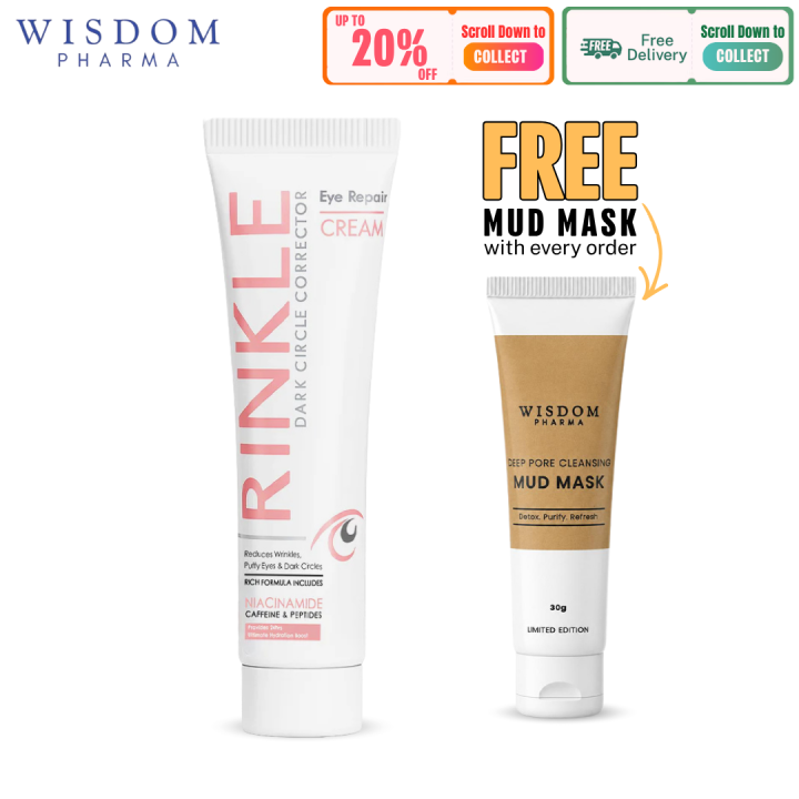 Wisdom Therapeutics Rinkle Cream Treats Under Eye Circles, Reduces Under Eye Puffiness, Brighten the Delicate Skin Around your Eyes.