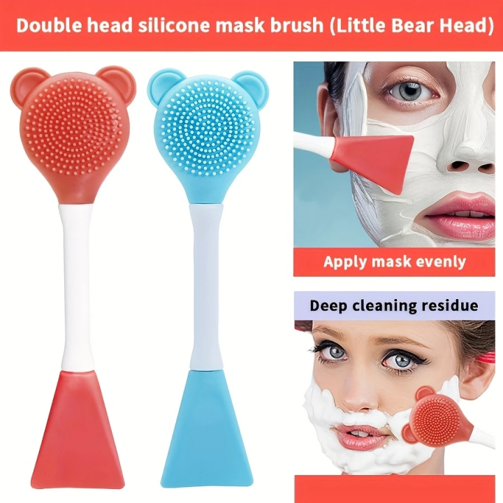 Face Massage Brush for Women – Silicone Dual-Head Mask Applicator ...