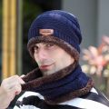 100% Original Song Ting Cap Neck Warmer Thick Fleece Winter Beanie Hat and Scarf Set Ski Hats Knitted Hat for Men and Women. 
