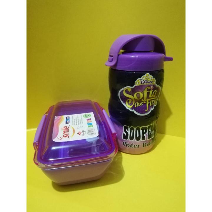 Beautiful School kids Lunch box Set with Mini Water Bottle for girls