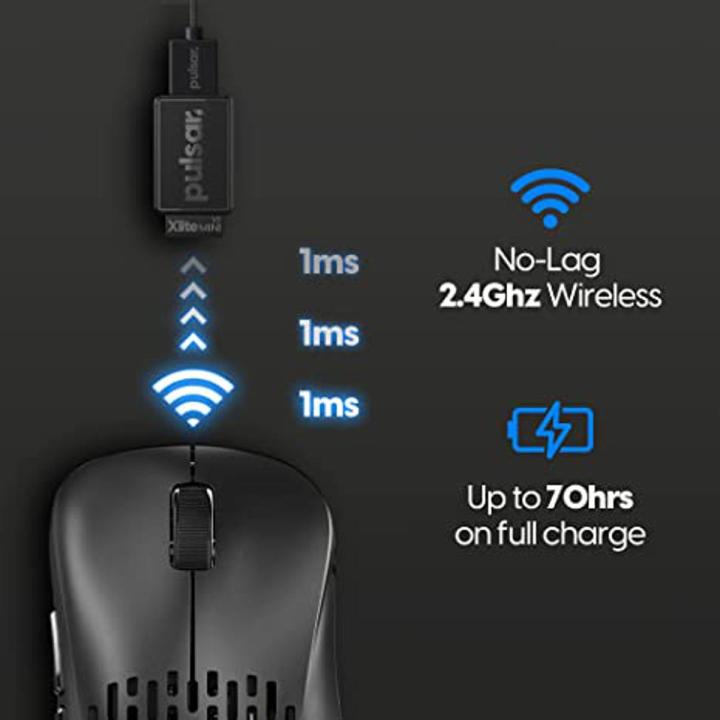 Pulsar Gaming Gears - Xlite V2 Mini Wireless Ultralight (55 g) High Performance Super Light and Fast Ergonomic Gaming Mouse 2.4Ghz 1ms 20000 DPI Optical Sensor PAW3370 (Mini, Wireless, Black)