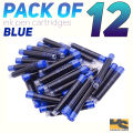 Pack of 12 Ink pen cartridges ink pen refills Blue Ink | stationary items for girls and boys. 