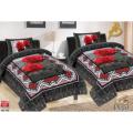 pure cotton single bed sheet pair red and black design CBS-560. 