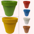 Pack Of 2 Colorful Fiber Plastic Pots For Plants & Flower Growing Dia 9 x 9 Inches - Multicolors. 