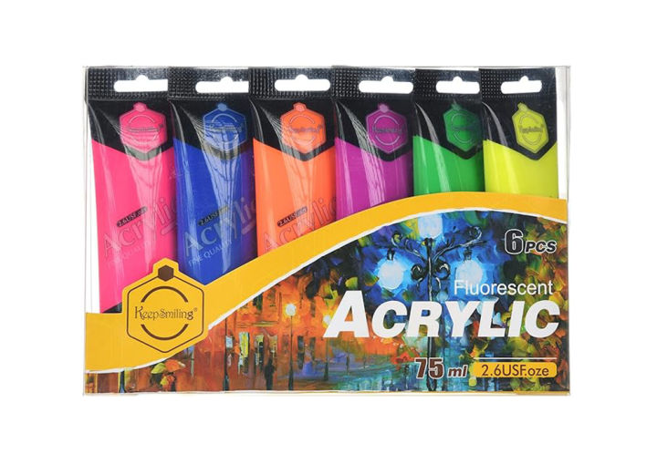InstaOrder - Pack Of 6 Acrylic Paint Set - 75ml Each Tube Colors - 6 ...