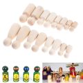 10 Pieces 65 mm Unfinished Wooden Peg Dolls Wooden & 16 Pcs People Shapes, Male&Female Decorative Wooden Doll People. 