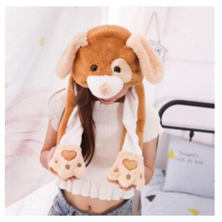 Lovely light Plush Rabbit Hat Funny Play Toy Up Down Moving Bunny Ears Toy Hat Girlfriend Children Gifts Children Hip HopToy Cap