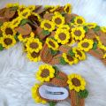Handmade Hair Pins Sunflower Crochet Hair Clips Girl Barrettes Flower Hairpin Children Side Bangs Clip Knitting Hair Accessories. 