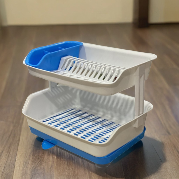 Double Layer Plate Stand Kitchen Utensils Storage Rack