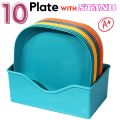 10 Plate with Stand Food Grade Plate Plastic Multi-function Creative Spit Bone Dish Household Dish Round Square Elliptical Plate Set Dining Table Garbage Plate. 