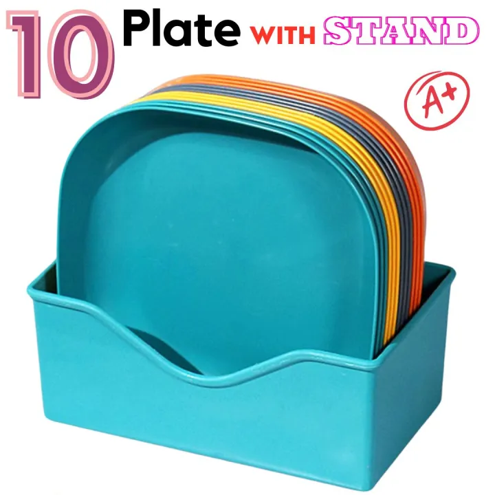 10%20Plate%20with%20Stand%20Food%20Grade%20Plate%20Plastic%20Multi-function%20Creative%20Spit%20Bone%20Dish%20Household%20Dish%20Round%20Square%20Elliptical%20Plate%20Set%20Dining%20Table%20Garbage%20Plate%20-%20Image%202