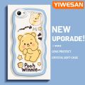 YIWESAN For VIVO Y81 Case Cartoon Baby Winnie the Pooh Colorful Lovely Cream Wave Border Soft Clear Shockproof Phone Cases Creative Camera Transparent Casing Simple Silicone Protective Cover. 