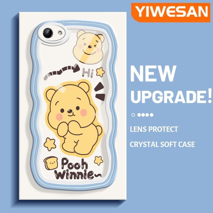 YIWESAN For VIVO Y81 Case Cartoon Baby Winnie the Pooh Colorful Lovely Cream Wave Border Soft Clear Shockproof Phone Cases Creative Camera Transparent Casing Simple Silicone Protective Cover