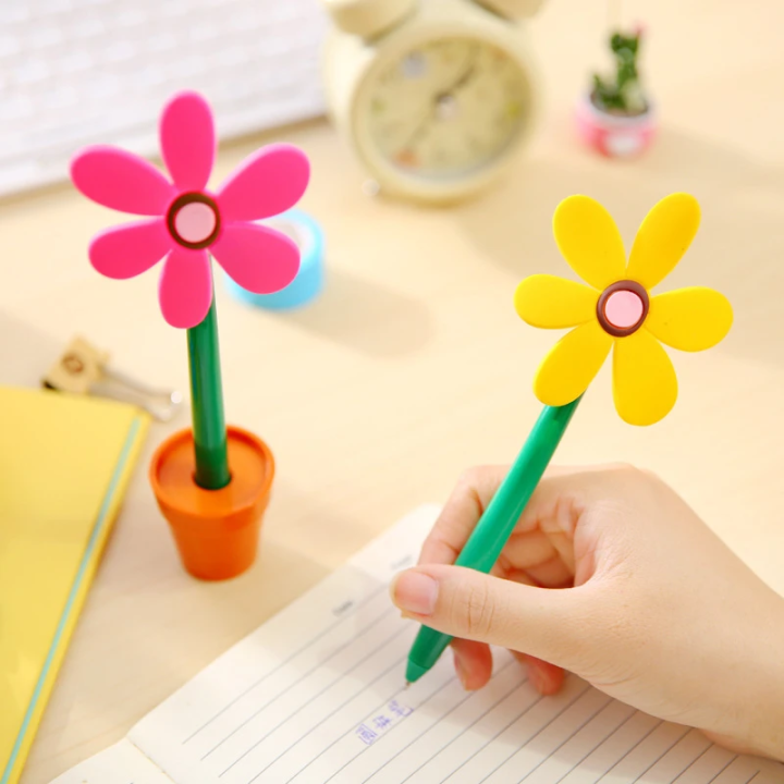 1pcs Stationery Cute Kawaii Potted Plants Sunflower Ballpoint Pen Office School Supply Novel Creative Gift Funny