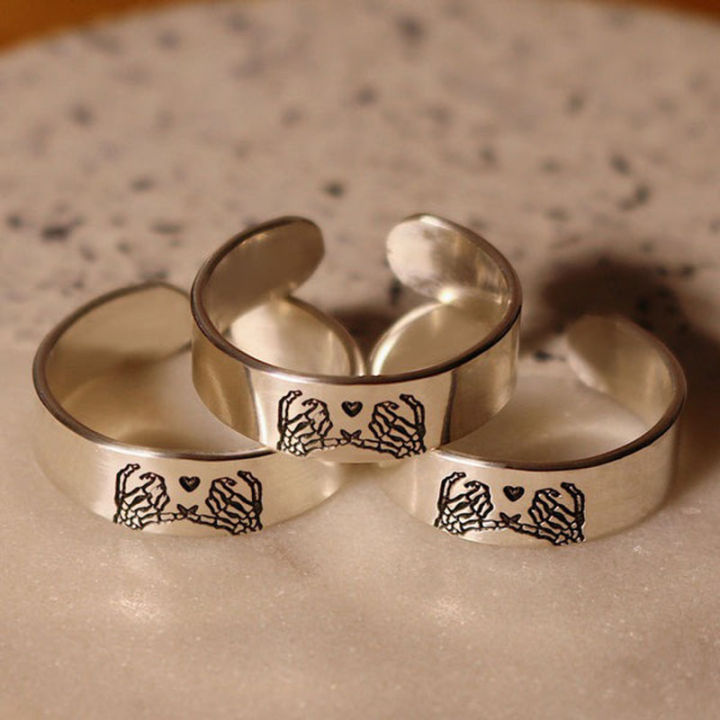 Cross-border new arrival RIDE OR DIE SKELETON PINKY PROMISE Ring Friendship Agreement Ring