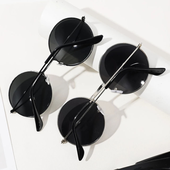 Pack of 2 Round Sunglasses Anime Jujutsu Kaisen Glasses Gojo Satoru black and silver frame Sunglasses