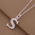Silver Stainless S Alphabet Locket with Chain For Girls Stylish. 