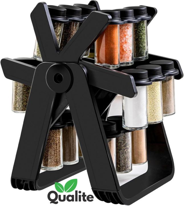 Spice Rack Organizer For Kitchen 360° Rotating Spice Rack For Masala Jars Multifunctional Spice Seasoning Jar With Stand Jars Bottles Glass & Boxes