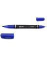 Permanent Marker Double Tip (Thick & Thin Tip) 1Pcs - 6824 - Blue. 
