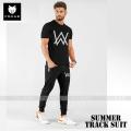 AW  Printed Half Sleeves Cotton Jersey Summer Tracksuit For Boys & Girls T-Shirt & Trouser Gym Sports Outdoor Tracksuit. 