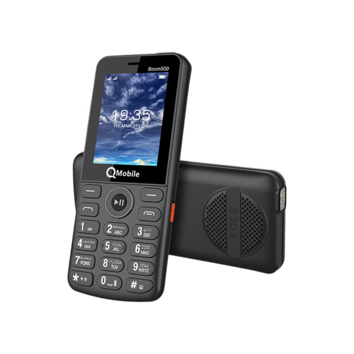 QMobile Boom 500 - without camera - 2.4 inch Display - 3200mAH battery with Type c charging - Powerful Speaker - Wireless FM Radio - Auto Call recording - PTA approved - 1 Year brand warranty