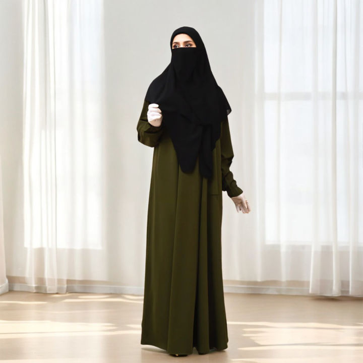 Modern Modest Square Scarf & Half Niqab Set – Soft, Breathable Korean Wool Chiffon, Lightweight, Stretchy