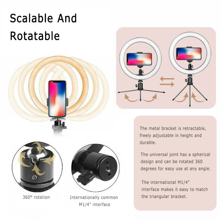 10"%20LED%20Ring%20Light%20Phone%20Holder%20For%20Selfie%20Makeup%20Photography%20Video%20Live%20Stream%20-%20Image%207