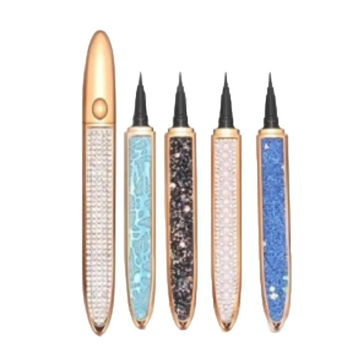 Self-adhesive Eyeliner Pen, 2 in 1 Magic Lash Liner Glue Pen Glitter Liquid Eyeliner, No Glue Needed No Mess Waterproof Longlasting for Eye Makeup