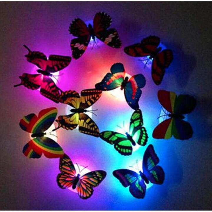 Pack of 3 - Glow In The Dark Led Butterfly Night Light Led Color Changing For Kids Room Glowing