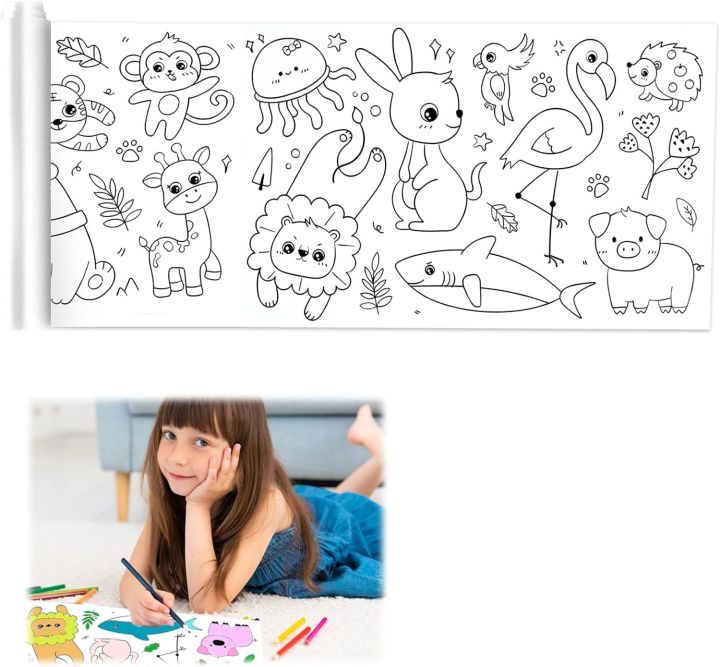 Children's Drawing Roll, Coloring Paper Roll for Kids, Sticky DIY Painting Drawing Paper Rolls for Toddler, For Wall Coloring Paper Stickers KS