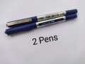 Pack of 2 Pens, Uni-Ball Eye Micro, 0.5mm Ball 0.2mm Line, Roller Ball Pen, UB -150, Blue ink, Pigment Ink, Stainless Steel Tip, The Uni-Flow System, Unique Window.. 