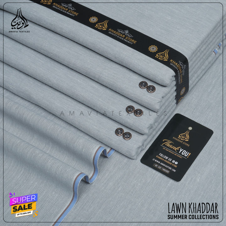 Lawn Khaddar Summer Collections Premium Quality For Man's With Cotton Fabric [ Orchid silver ]
