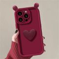 3D Cute Cartoon Bear Ear Doll Case Cover For Xiaomi Poco M6 Pro F3 X3GT X5 F3GT F4 F5 M3 Mi 11 Lite 12T Phone Casing Matte Soft Silicone Love Heart Cover Anti-Knock Candy Color. 