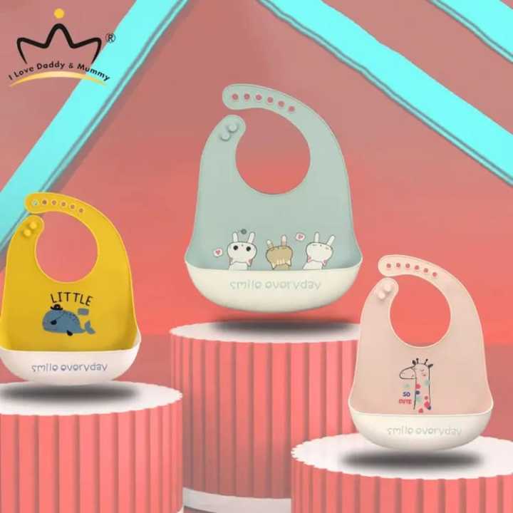 Mama choice Silicone Waterproof Baby Bibs, with Bowl Pocket for Toddlers Cartoon Bib Mama choice Silicone Waterproof Baby Bibs, with Bowl Pocket for Toddlers Cartoon Bib