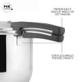 Pressure Cooker | Alpha Stainless Steel Pressure Cooker with 4 Safety Devices – Encapsulated Bottom & Double Bottom Heavyweight Design, Available in 7L, 9L, 12L, 15L Sizes | Export Quality Steel Pressure Cooker with Steamer Jali & Extra Ring. 