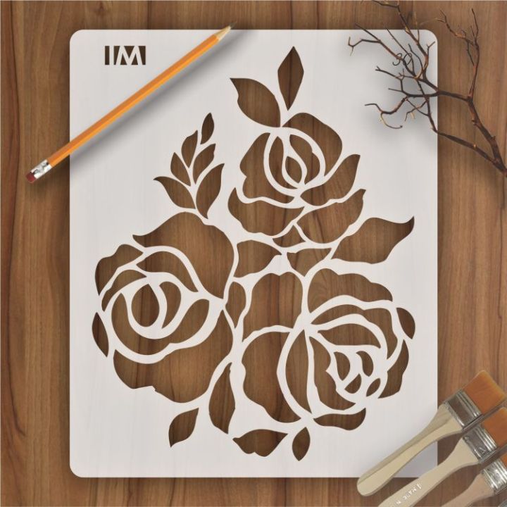 Rose Flowers Flower Reusable Stencil Airbrush Painting Wall Art DIY ...