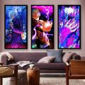 set of 3 purple theme anime wall art frames, Anime Poster Frame. 