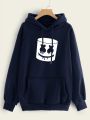 Marshmello Printed Fleece Full Sleeves Pull Over Hoodie For Men & Women. 