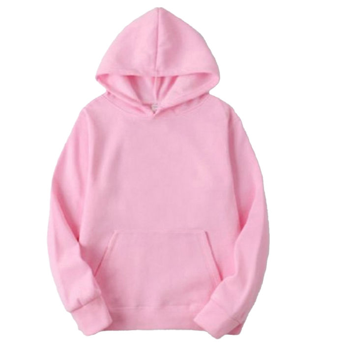 Baby Pink Fleece Plain Hoodie For Women 612021