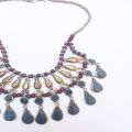 Traditional Bohemina Fish Tribal Necklace Decorated with metal spring and brown pearls-639. 
