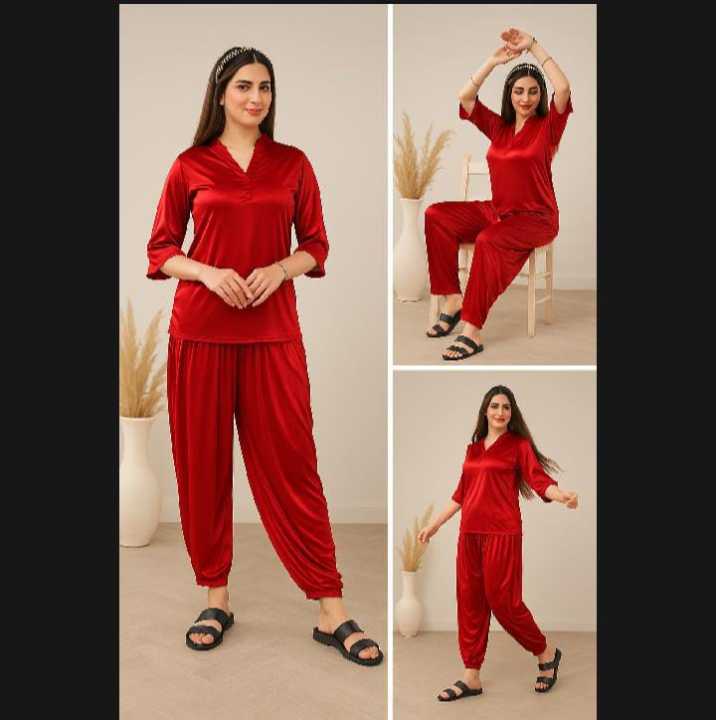 Luxury%202%20/%203%20Pcs%20Short%20/%20Long%20Silk%20Pajama%20Set%20For%20Women%20/%20Night%20Dress%20For%20Girls%20Cami%20Top%20/%20Shorts%20Premium%20Matte%20Satin%20PJ%20Set%20Nighties%20For%20Women%20/%20Lingerie%20Sleepwear%20-%20Image%202