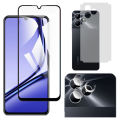 Realme Note 50 Full Black 9D/5D/6D /10D/11D/21D Tempered Glass Screen Protector Edge to Edge Full Glue Premium Quality + Back Matte Protector Soft Skin Sheet Soft Film Protector + Back Camera 9H Gorilla Flexible ProtectorFor Realme Note 50. 