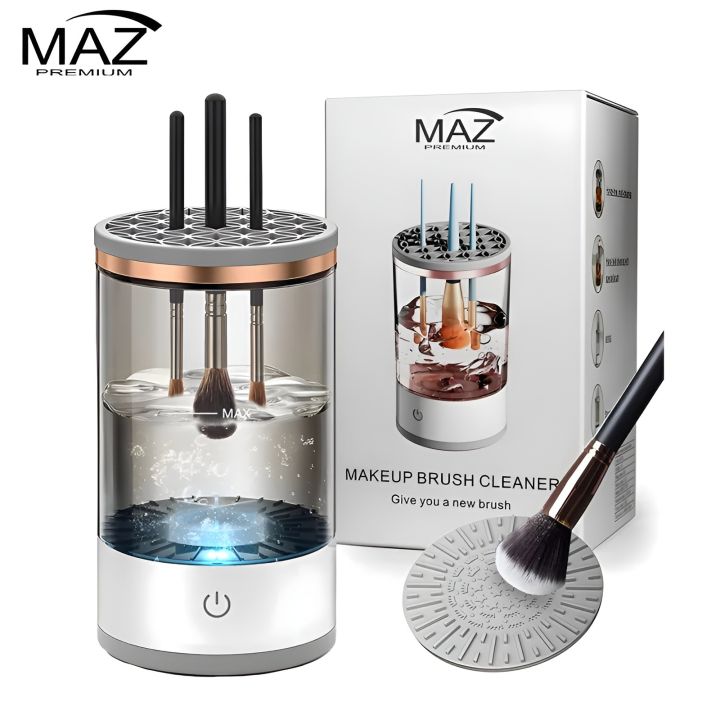 MAZ Premium 3 in 1 Electric Makeup Brush Cleaner Automatic Spinning Lazy Makeup Brush Cleaner Machine Cosmetic Brush Cosmetics Deep Cleaning Tools