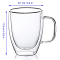 Double Wall Insulated Glass Cup 350ml, Borosilicate Glass Mugs/Cups For Tea, Coffee. 