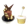 5Pcs/Pack Golden Silver Balls Birthday Cake Topper Cupcake Toppers Party Supplies. 