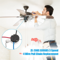 3 Pcs Ze-208S E89885 3 Speed 4 Wire Pull Chain Switch Ceiling Fan  Switch Replacement Part,B. 